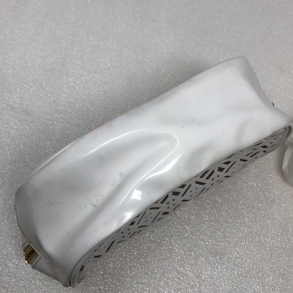 Tory Burch White Laser Cut Make Up Bag - Picture 7 of 12